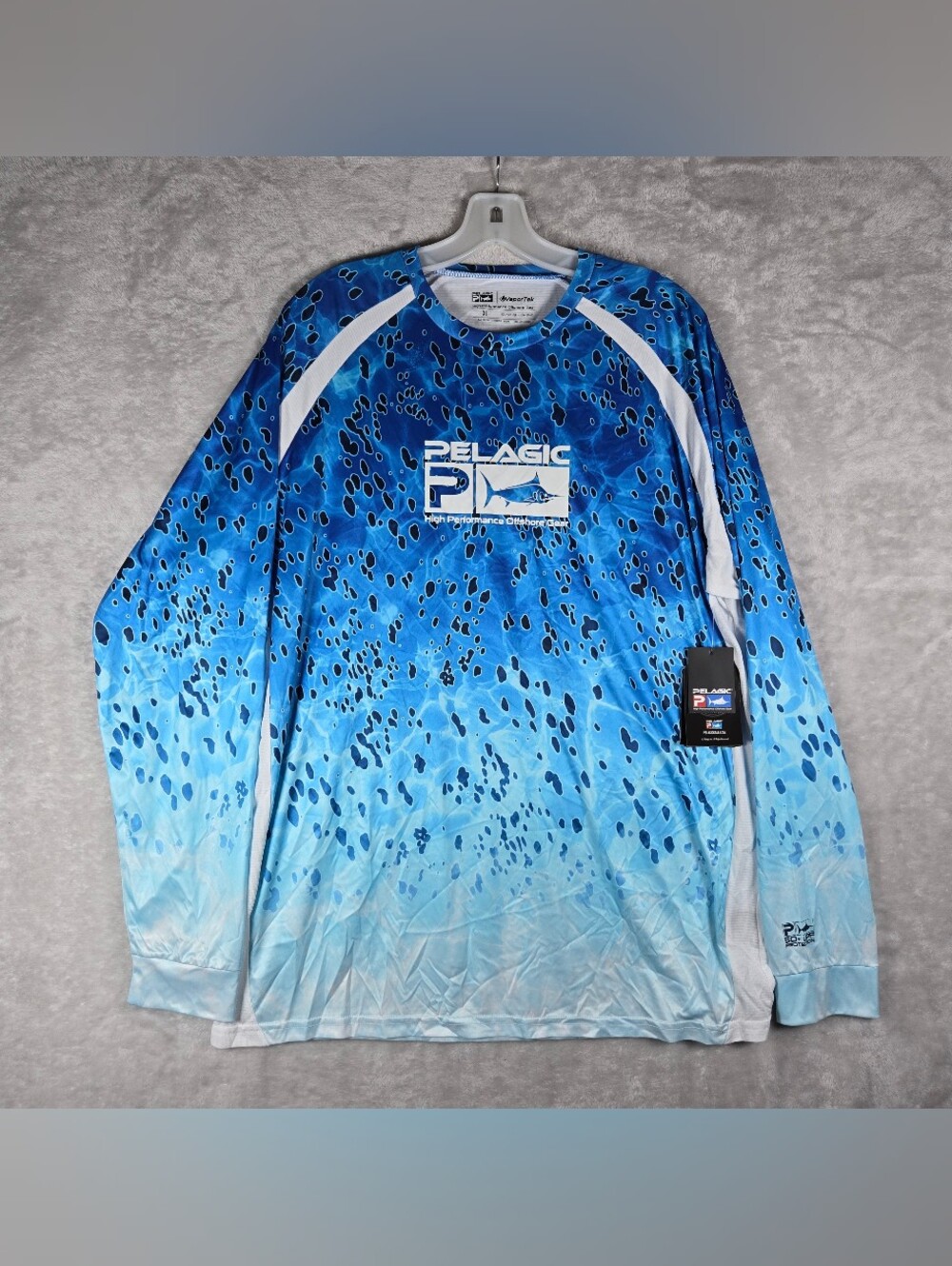 Pelagic Vaportek Dorado Fishing Shirt Sz XL Blue Lightweight UPF Long Sleeve NWT
